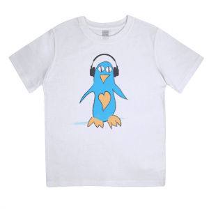 Flappy Penguin Junior Classic Jersey T-Shirt (headphones)